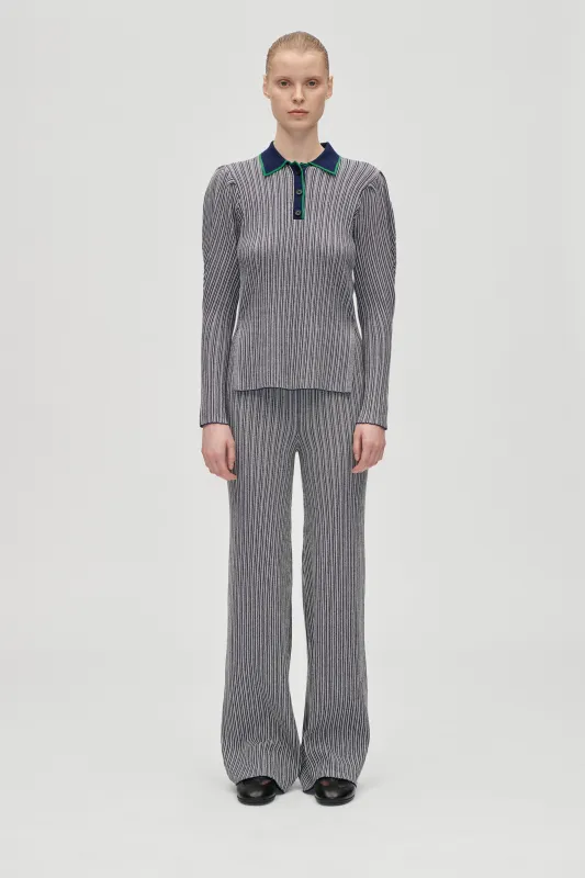 Long Flare Knit Pants - Soft Striped Rib sold by STINE GOYA
