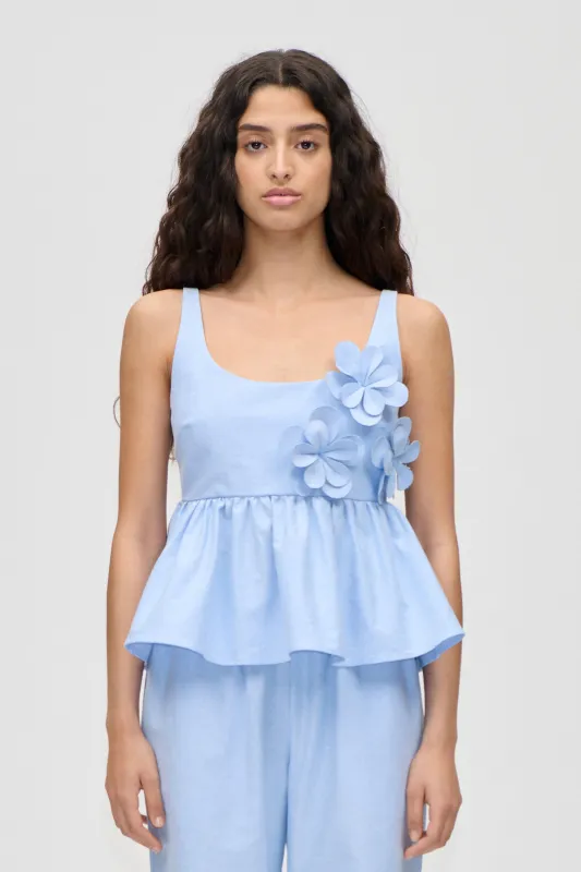 Floral Peplum Top - Brunnera Blue sold by STINE GOYA