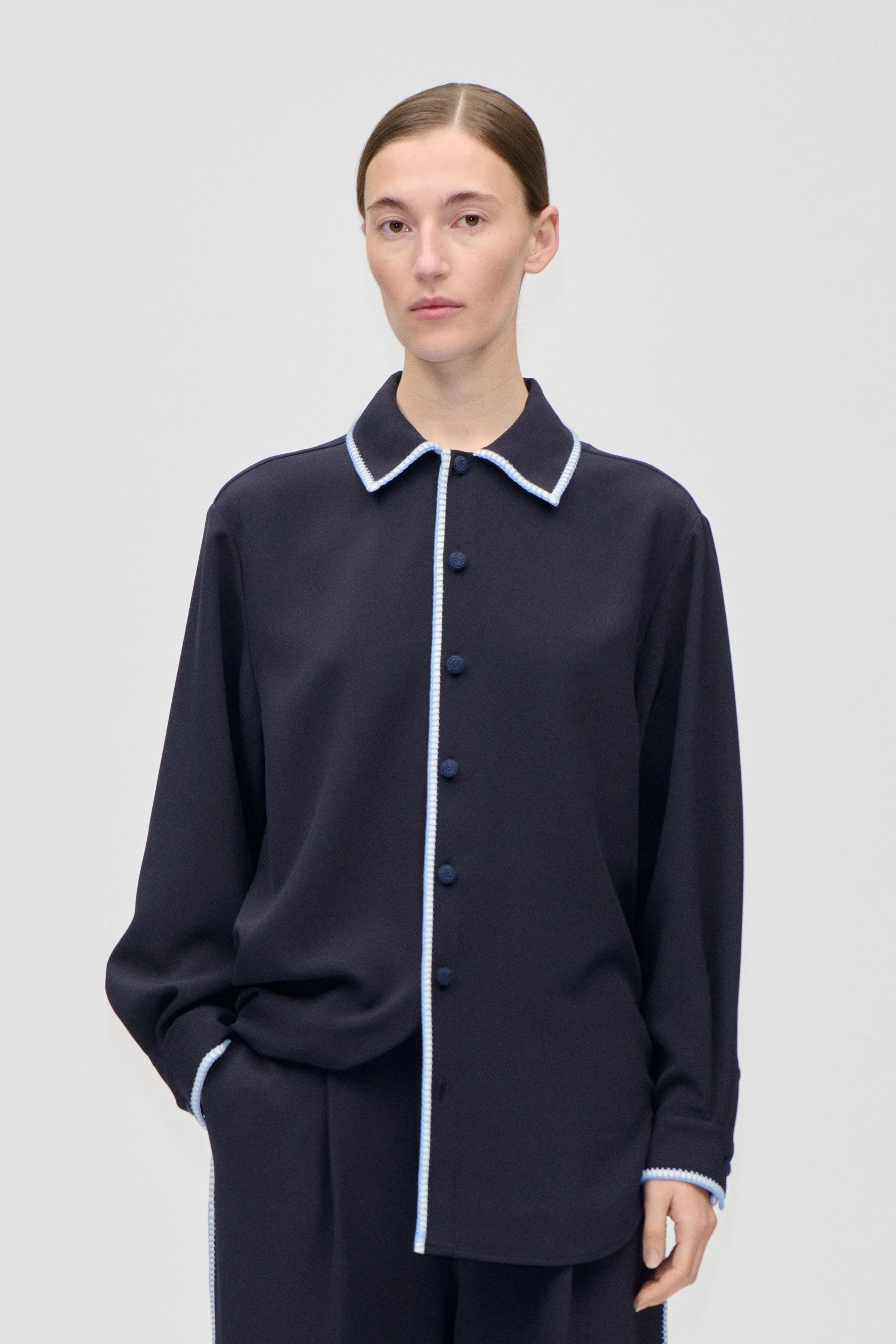 Pocket Oversized Shirt - Parisian Night sold by STINE GOYA