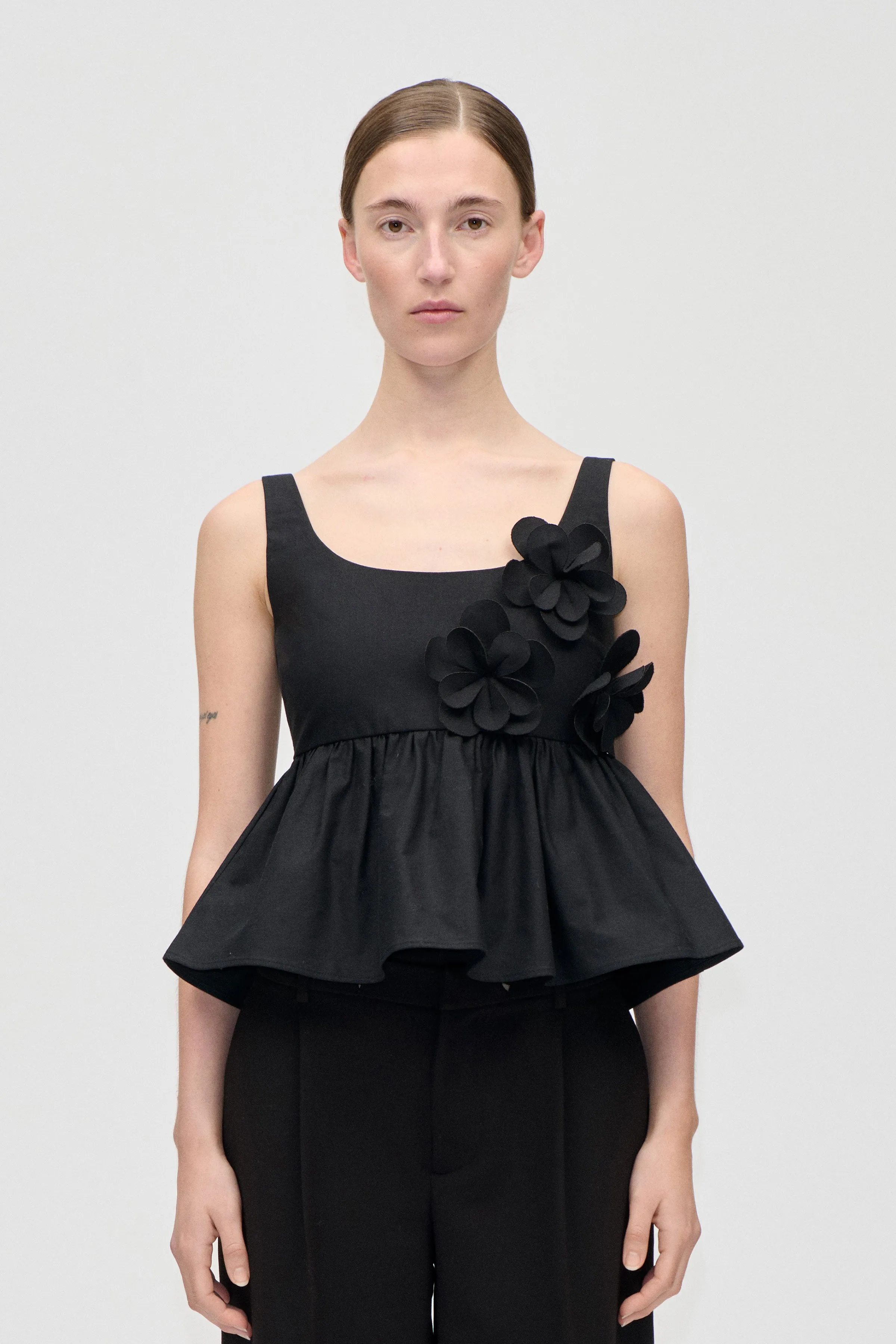Floral Peplum Top - Jet Black sold by STINE GOYA