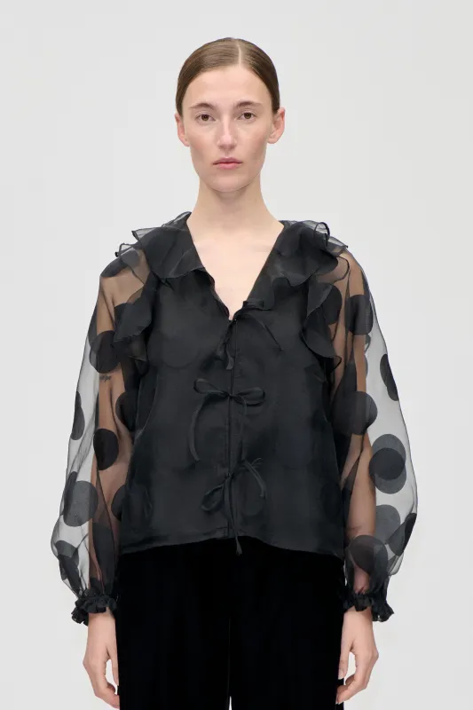 Multi Ruffle Raglan Top - Dotted Black sold by STINE GOYA