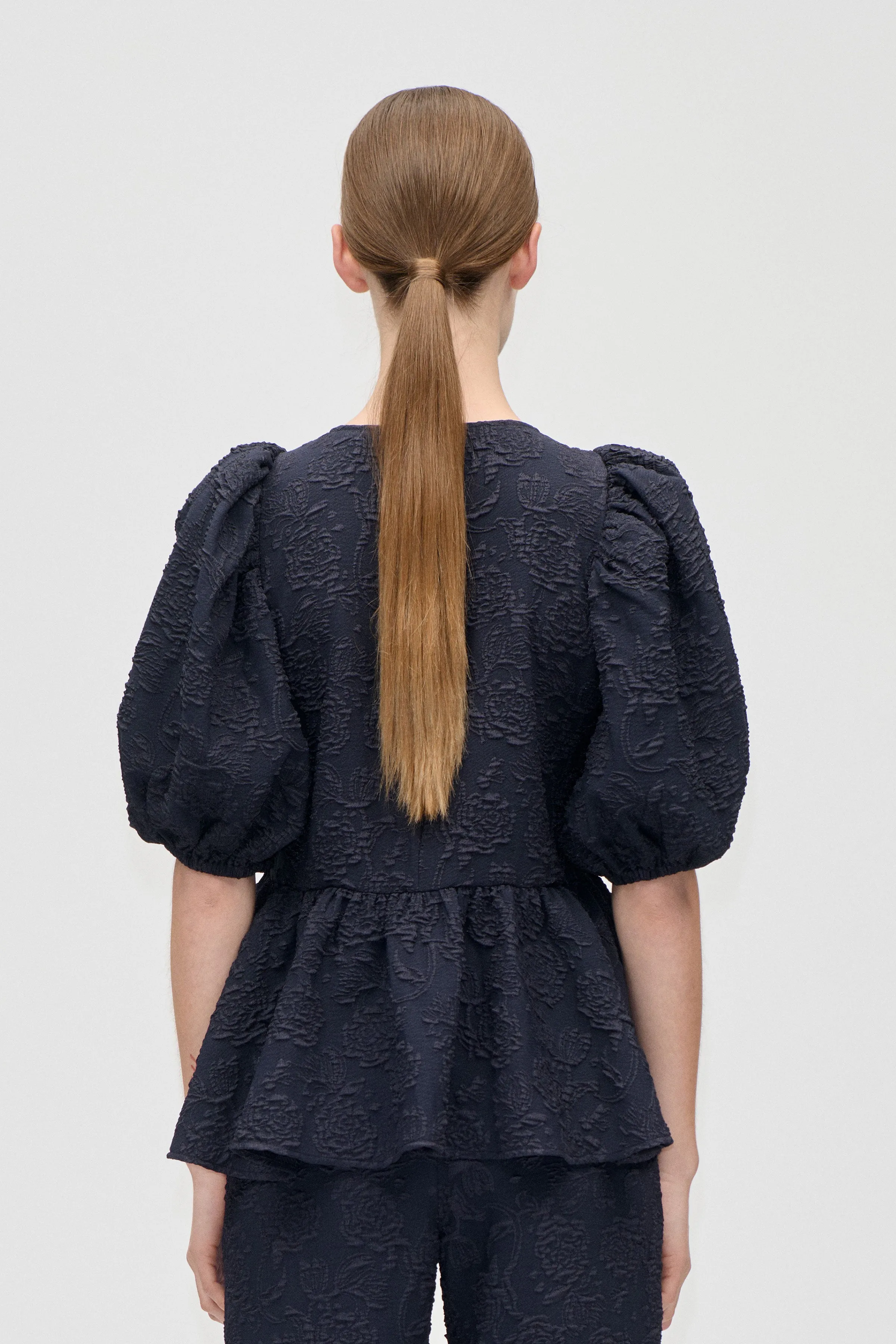 Puff Sleeve Peplum Top - Garden Relief sold by STINE GOYA product image thumbnail 2