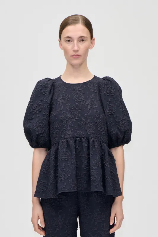 Puff Sleeve Peplum Top - Garden Relief sold by STINE GOYA