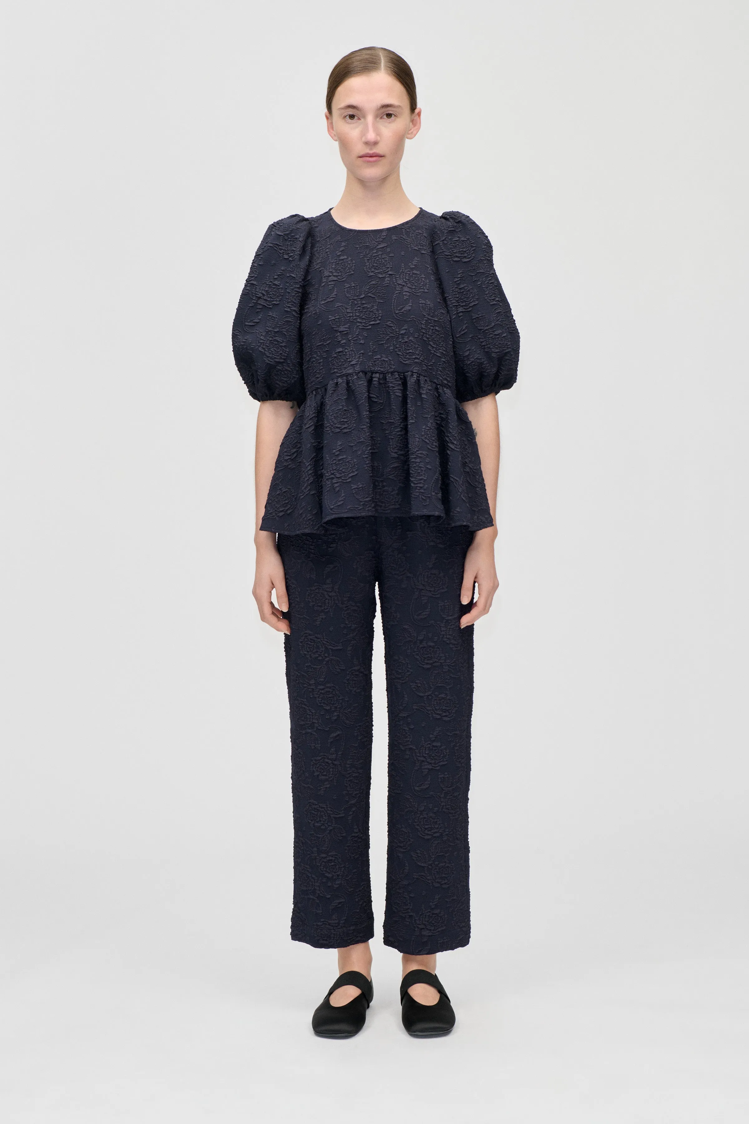 Elasticated Waistband Cropped Pants - Garden Relief sold by STINE GOYA