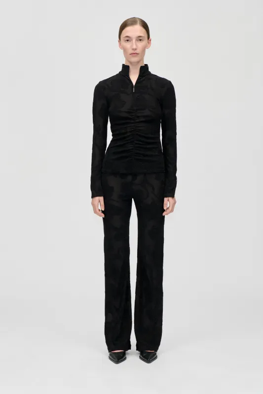 Elasticated Straight Long Pants - Black Petunias sold by STINE GOYA