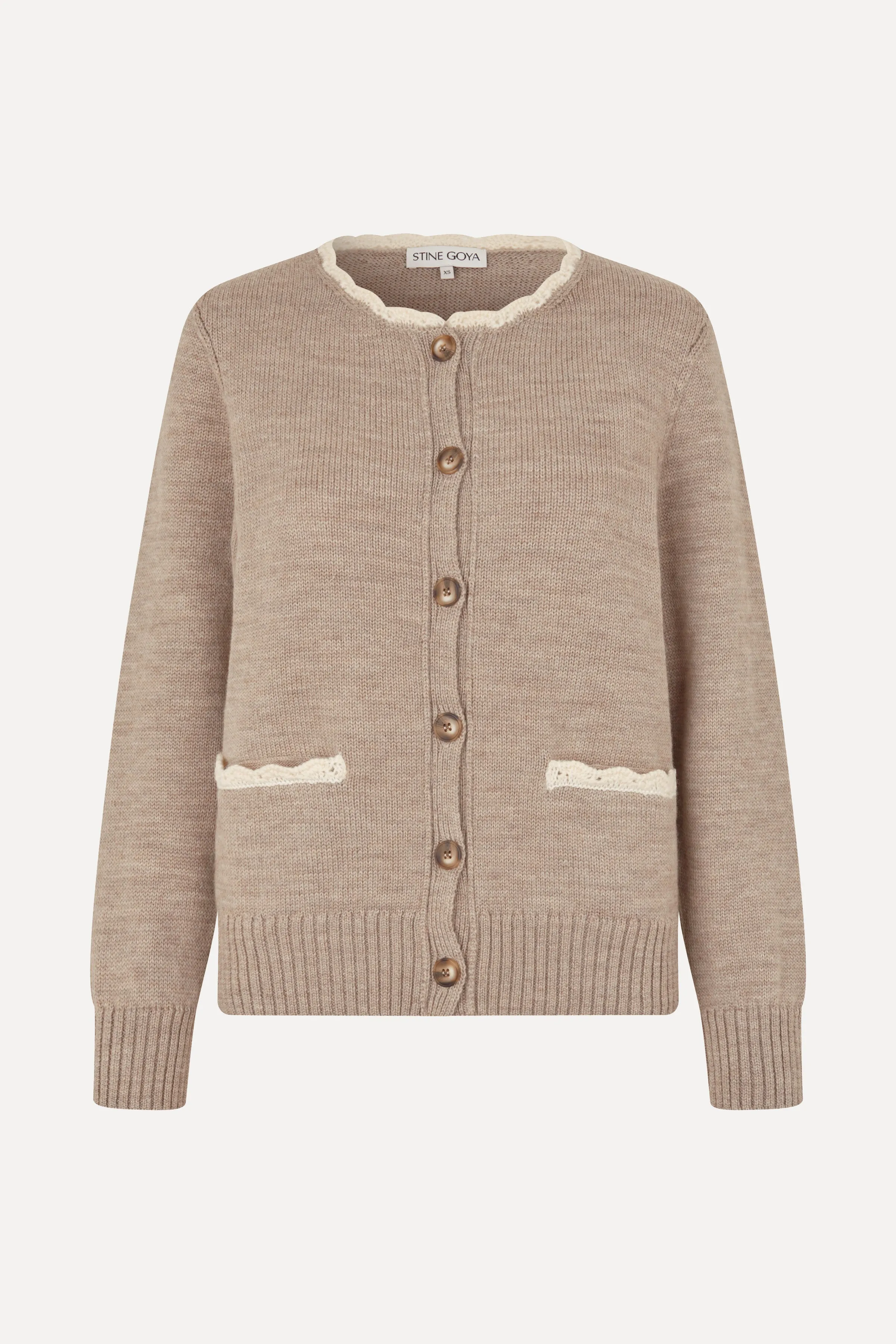 Crochet Trim Cardigan - Dark Oak sold by STINE GOYA product image thumbnail 3
