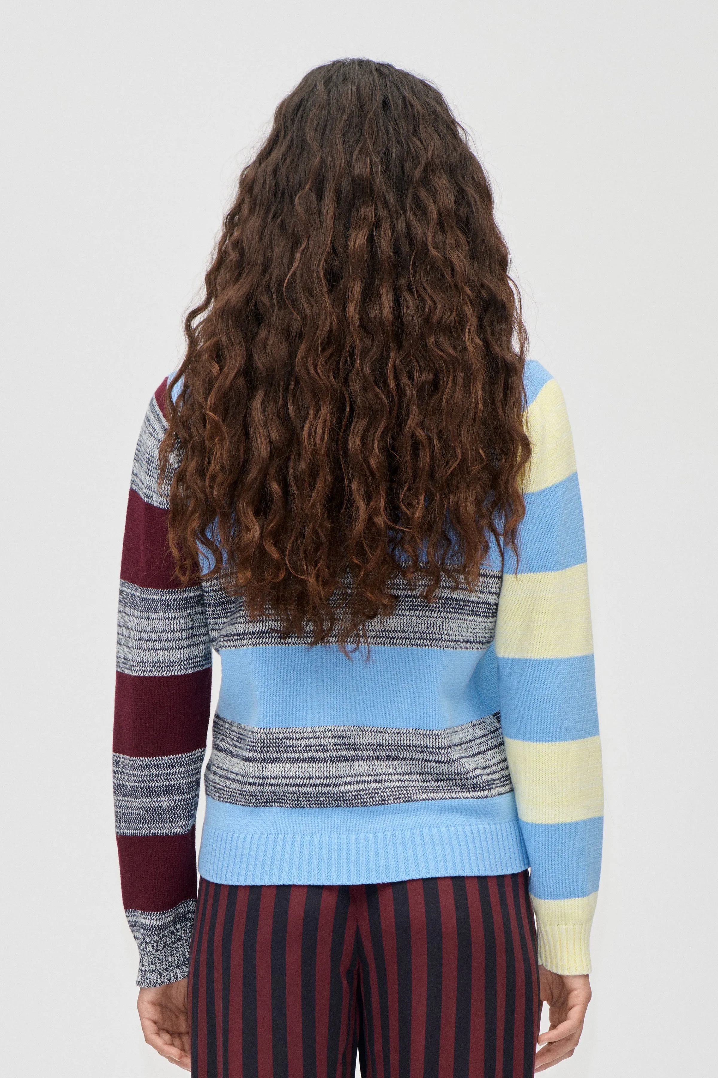 Mix Stripe Polo Collar Sweater - Multistripes Blue Mix sold by STINE GOYA product image thumbnail 2