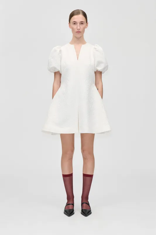 Angled Pleat Mini Dress - Artist Flower Relief made by STINE GOYA