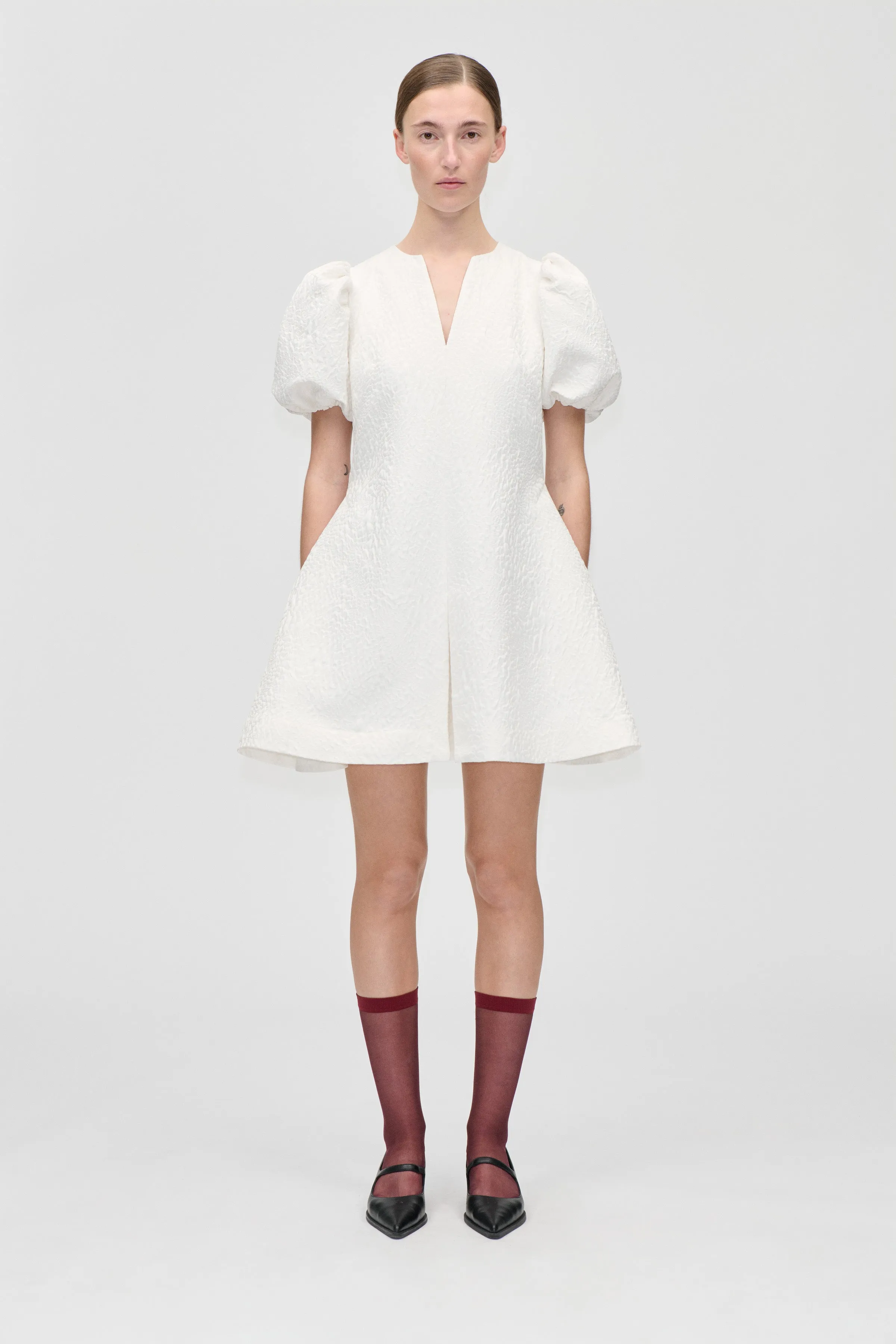 Angled Pleat Mini Dress - Artist Flower Relief sold by STINE GOYA