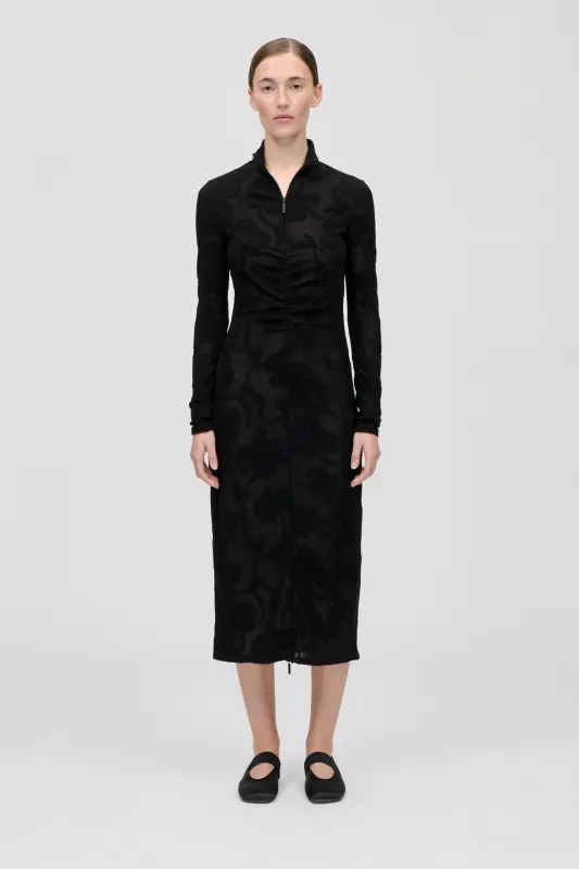 Long Sleeve Zip Dress - Black Petunias sold by STINE GOYA