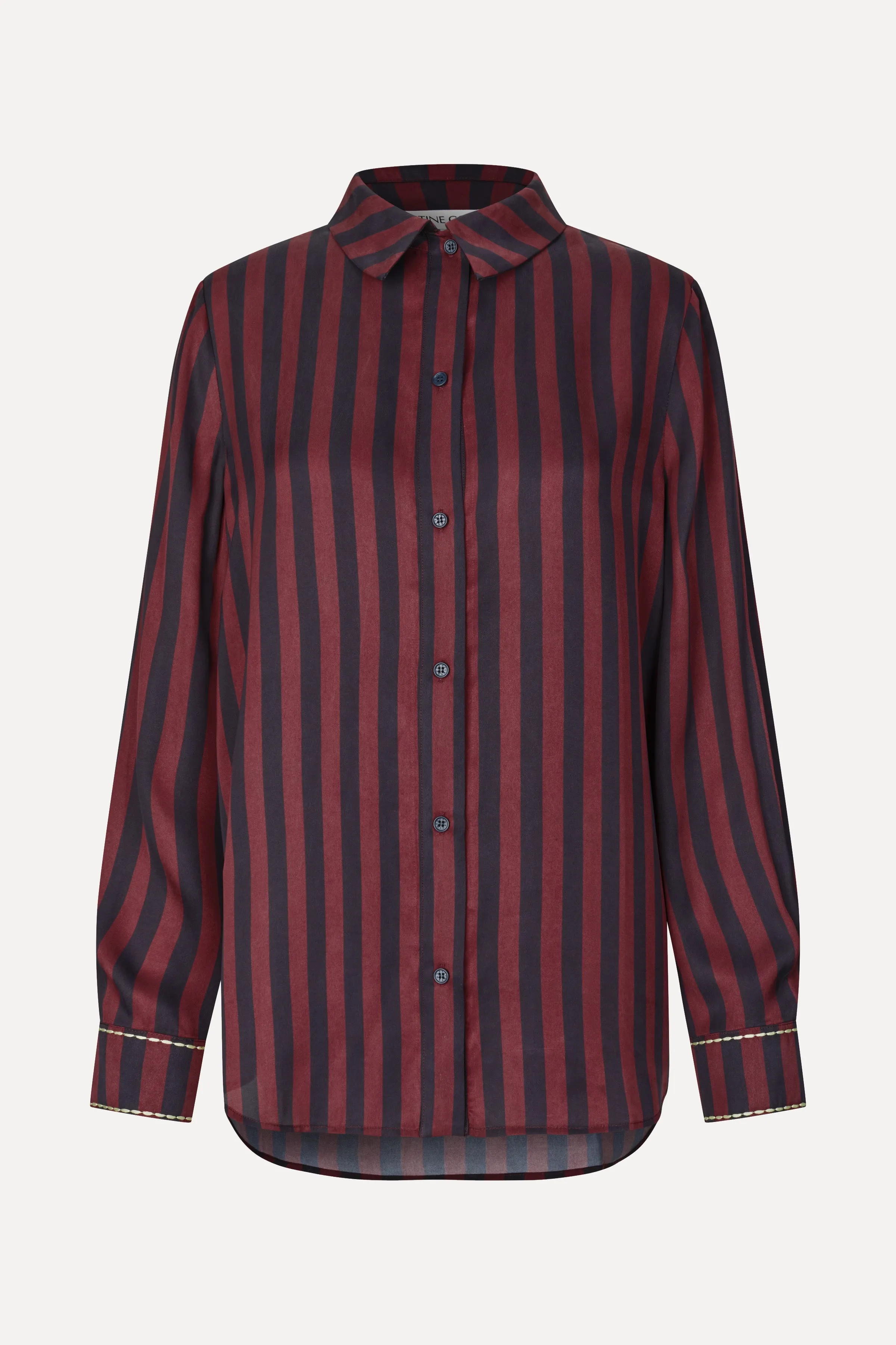 Long Sleeve Shirt - Navy and Burgundy Wallpaper Stripes sold by STINE GOYA product image thumbnail 3