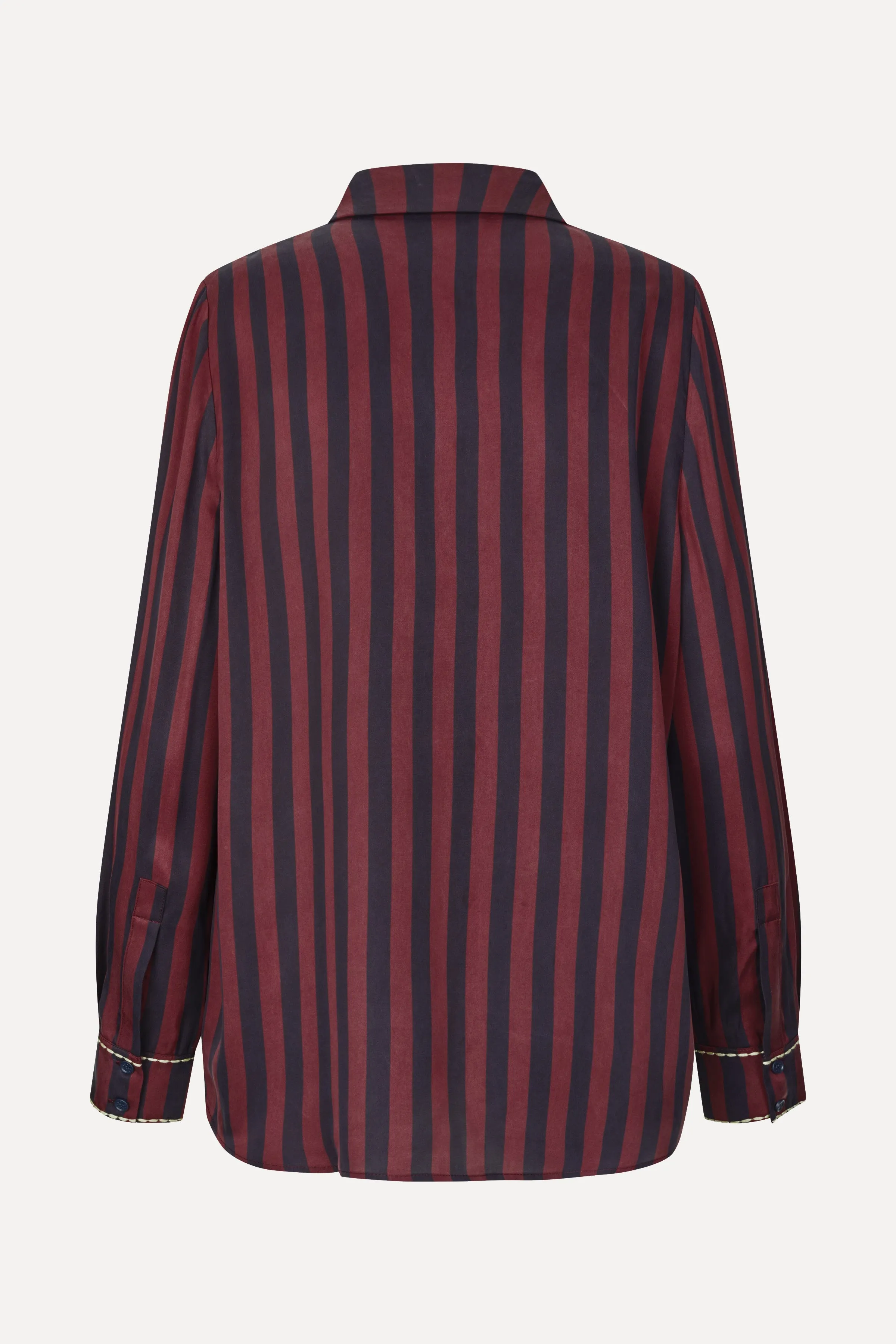 Long Sleeve Shirt - Navy and Burgundy Wallpaper Stripes sold by STINE GOYA product image thumbnail 4