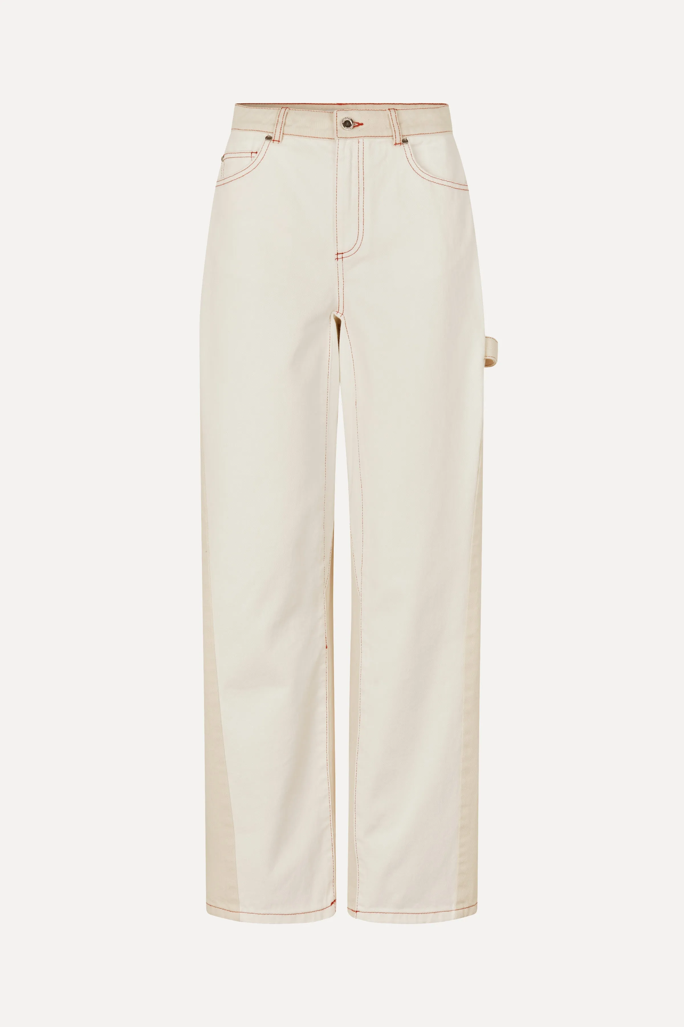 Twist Knee Seam Denim Pants - Natural / Contrast Red sold by STINE GOYA product image thumbnail 3