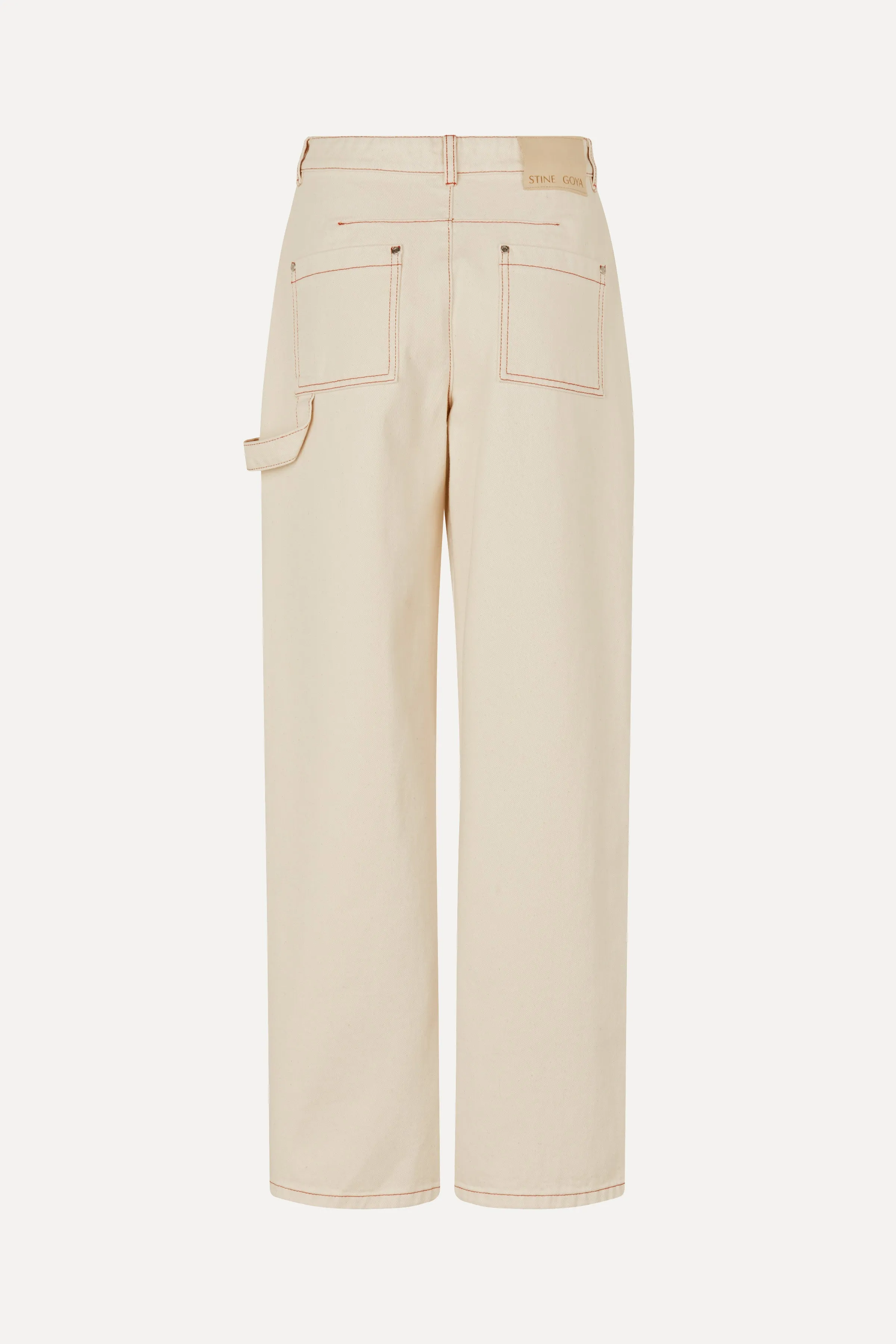 Twist Knee Seam Denim Pants - Natural / Contrast Red sold by STINE GOYA product image thumbnail 4