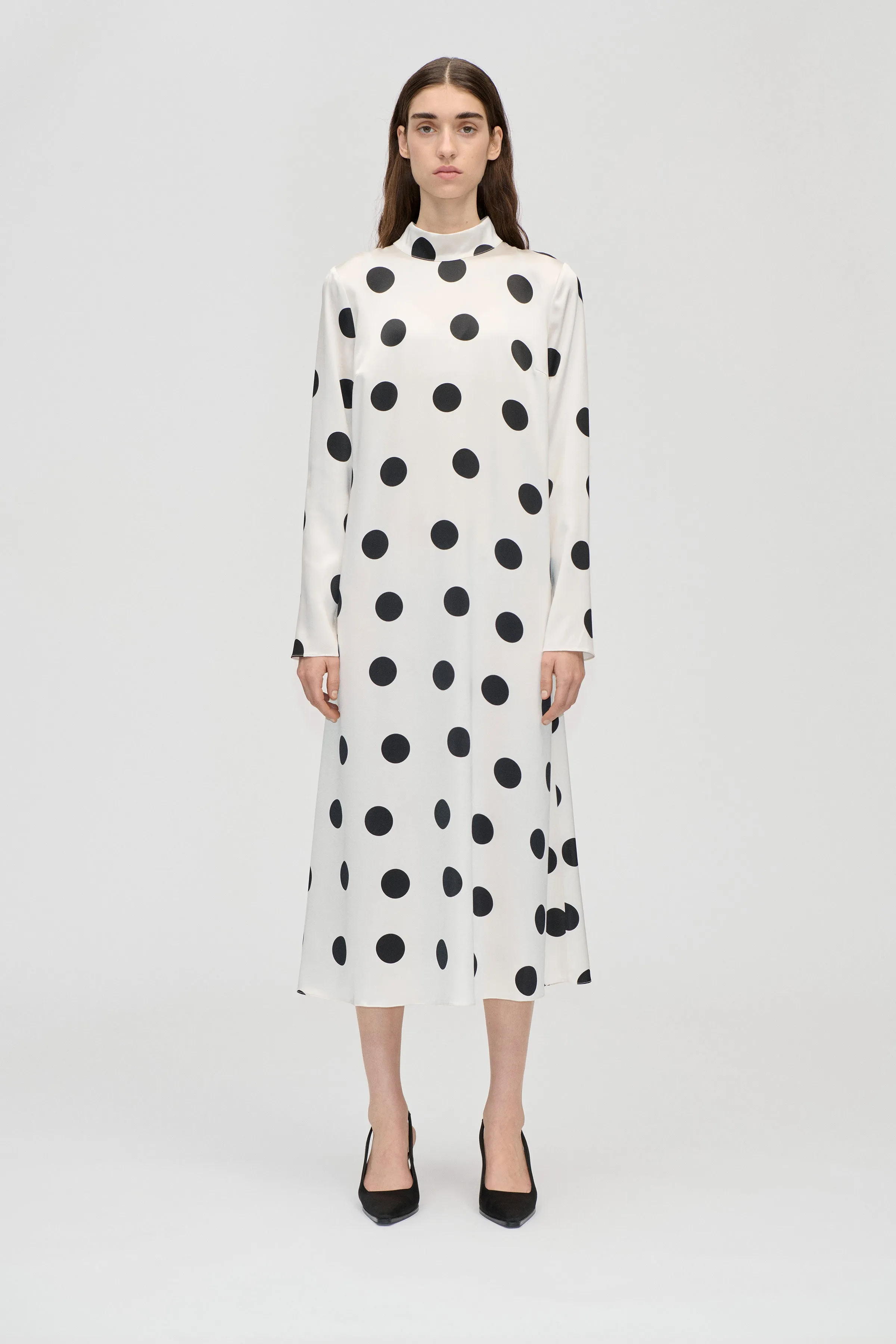 Long Sleeve Midi Dress - Black Dots sold by STINE GOYA