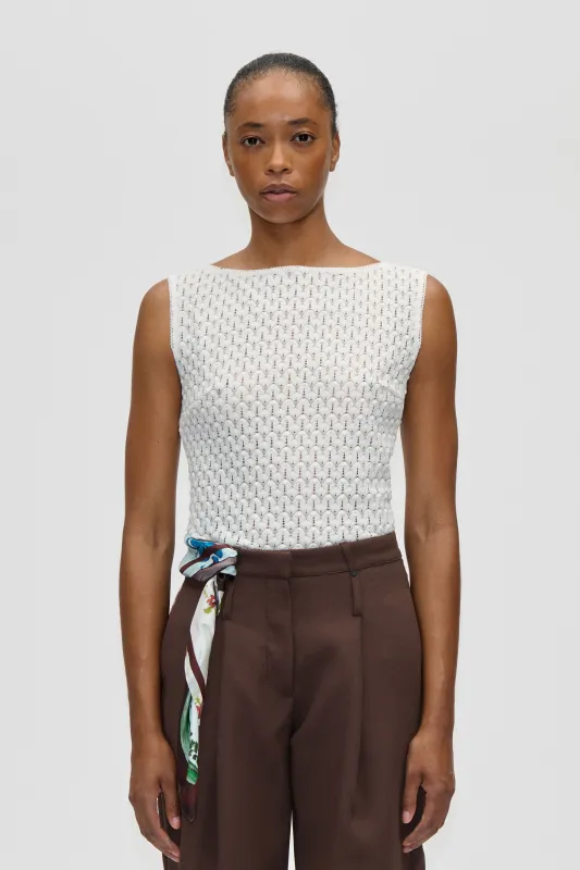 Boatneck Tank Top - White Swan made by STINE GOYA