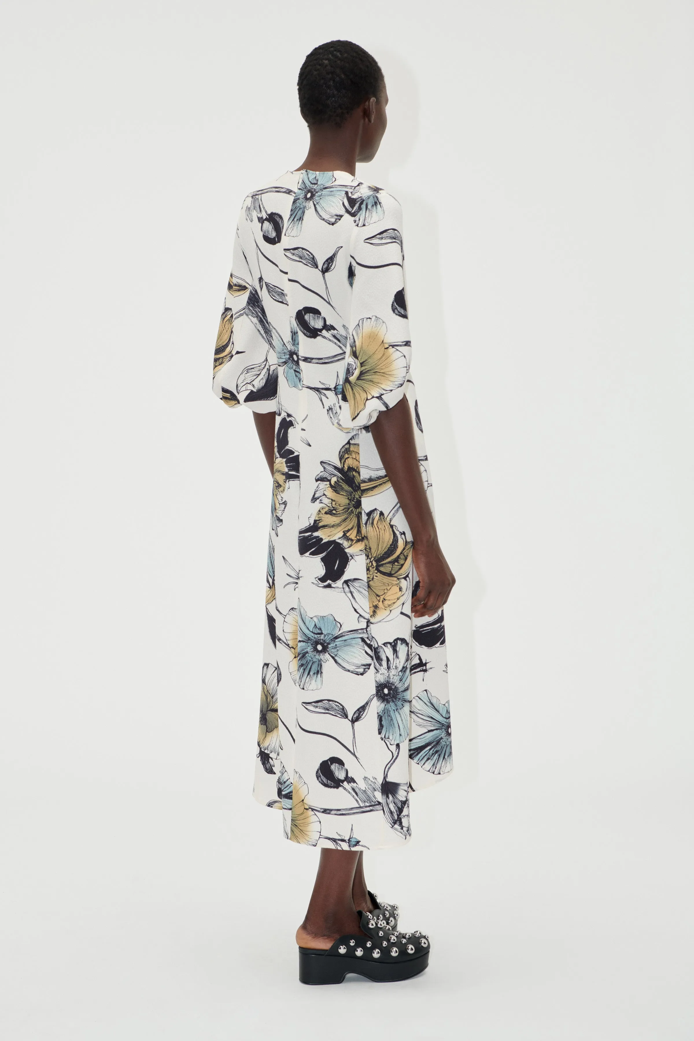 Three-Quarter Sleeve Midi Dress - Fine Line Poppies sold by STINE GOYA product image thumbnail 2