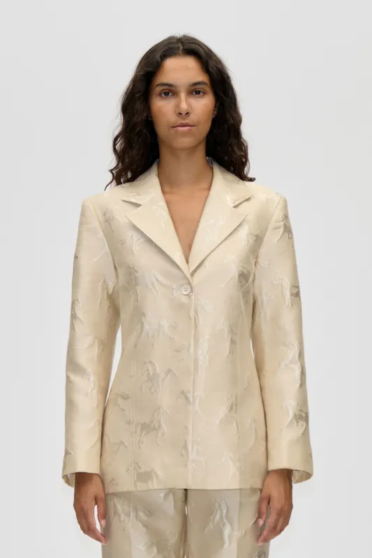 Structured Single-Breasted Jacket - Porcelain Cream made by STINE GOYA