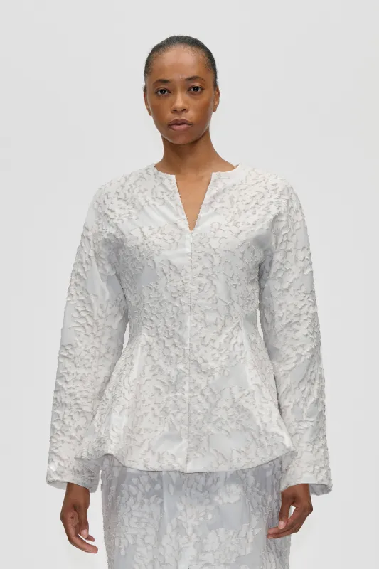 Flared Hem Zip-Up Top - Stone Grey made by STINE GOYA