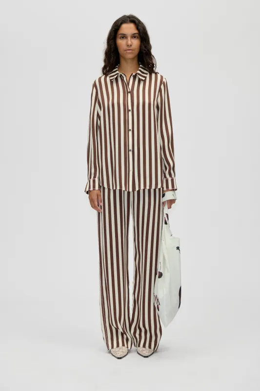 Elasticated Long Pants - Ivory Stripes made by STINE GOYA
