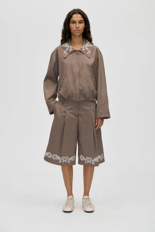 Pleated Eyelet Bermuda - Cherries On A Paisley sold by STINE GOYA