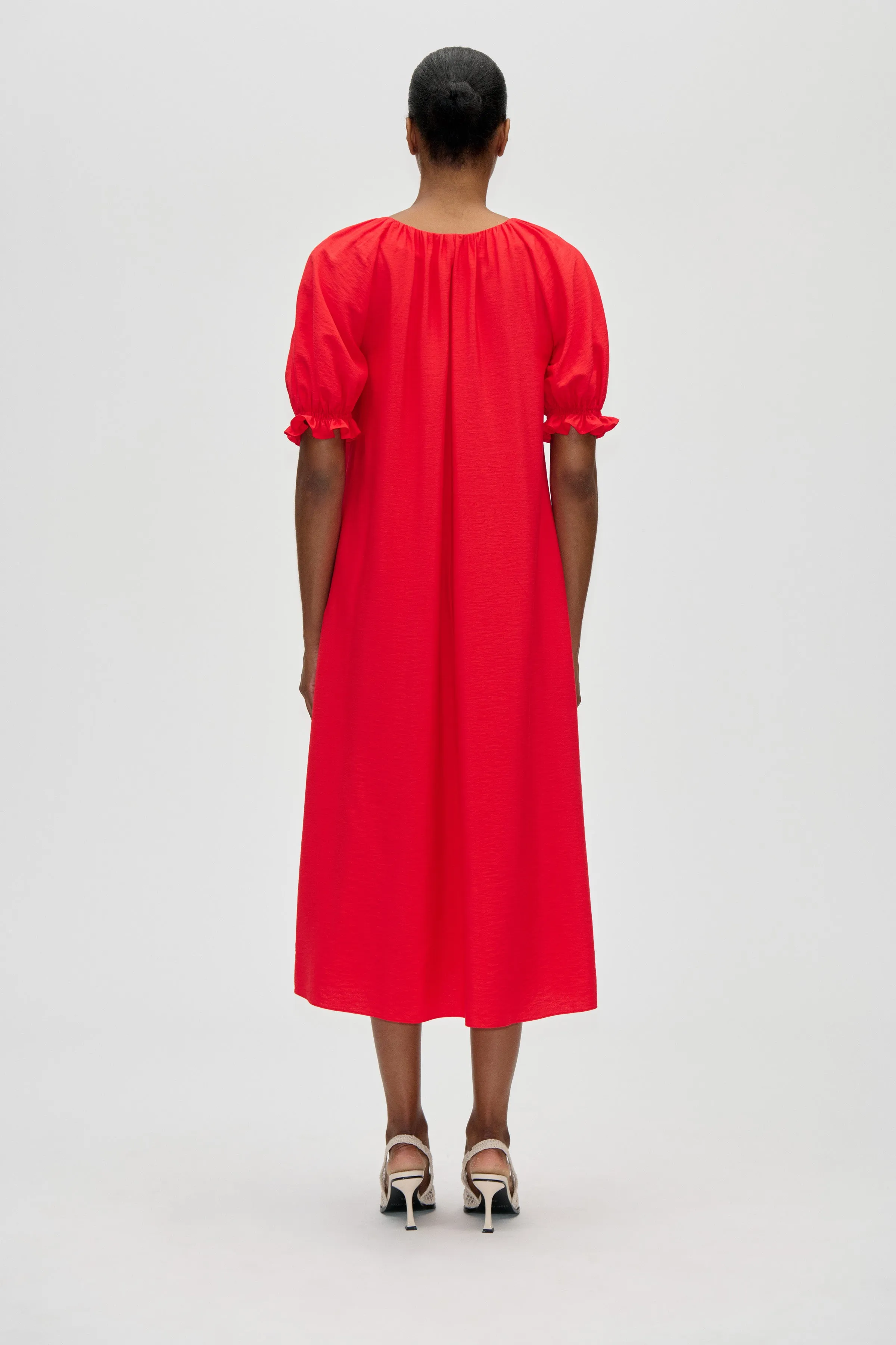 Puff Sleeve Detail Long Dress - Fiery Red sold by STINE GOYA product image thumbnail 2
