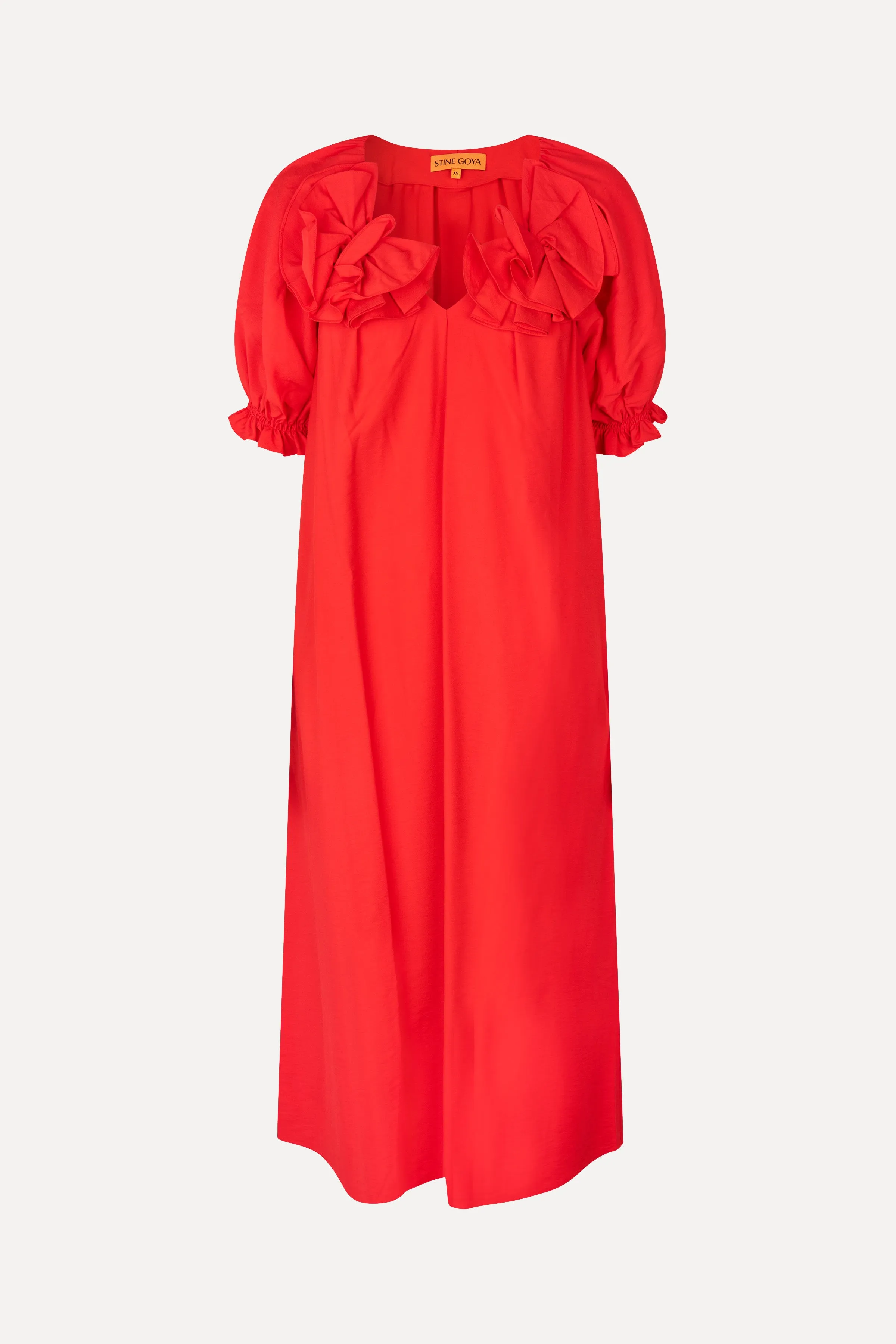 Puff Sleeve Detail Long Dress - Fiery Red sold by STINE GOYA product image thumbnail 3