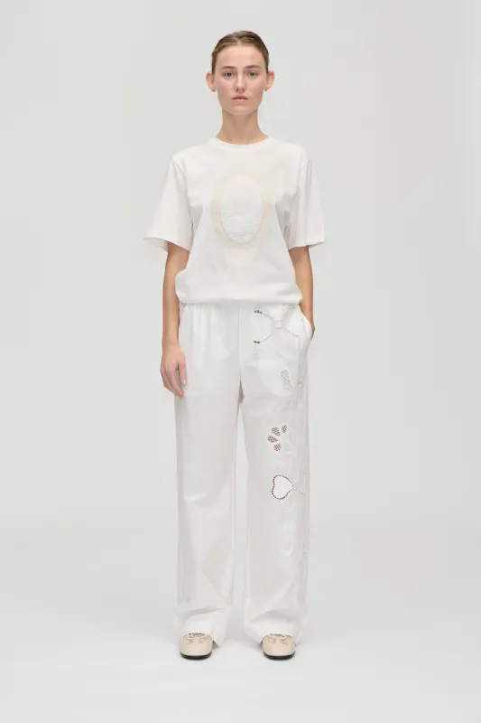 Relaxed Elasticated Waistband Pants - Ballerina Broderie made by STINE GOYA