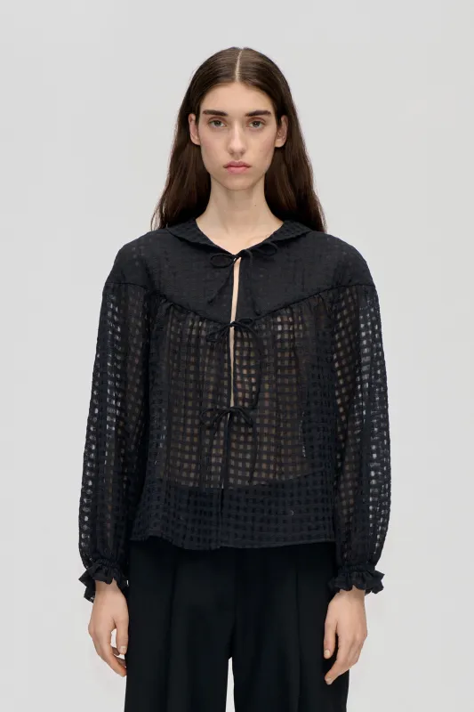 Flowy Long Sleeve Top - Checkered Organza made by STINE GOYA