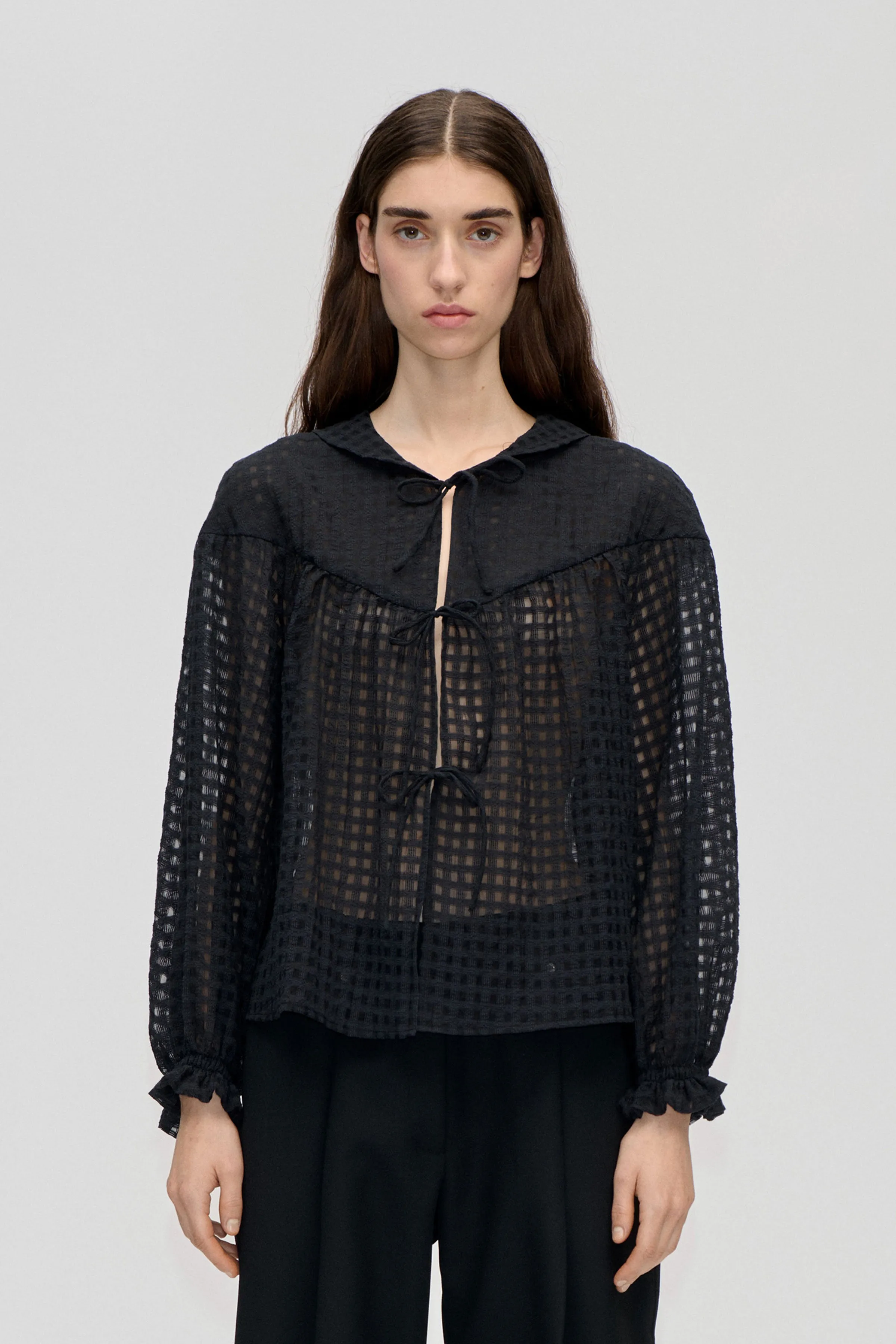 Flowy Long Sleeve Top - Checkered Organza sold by STINE GOYA
