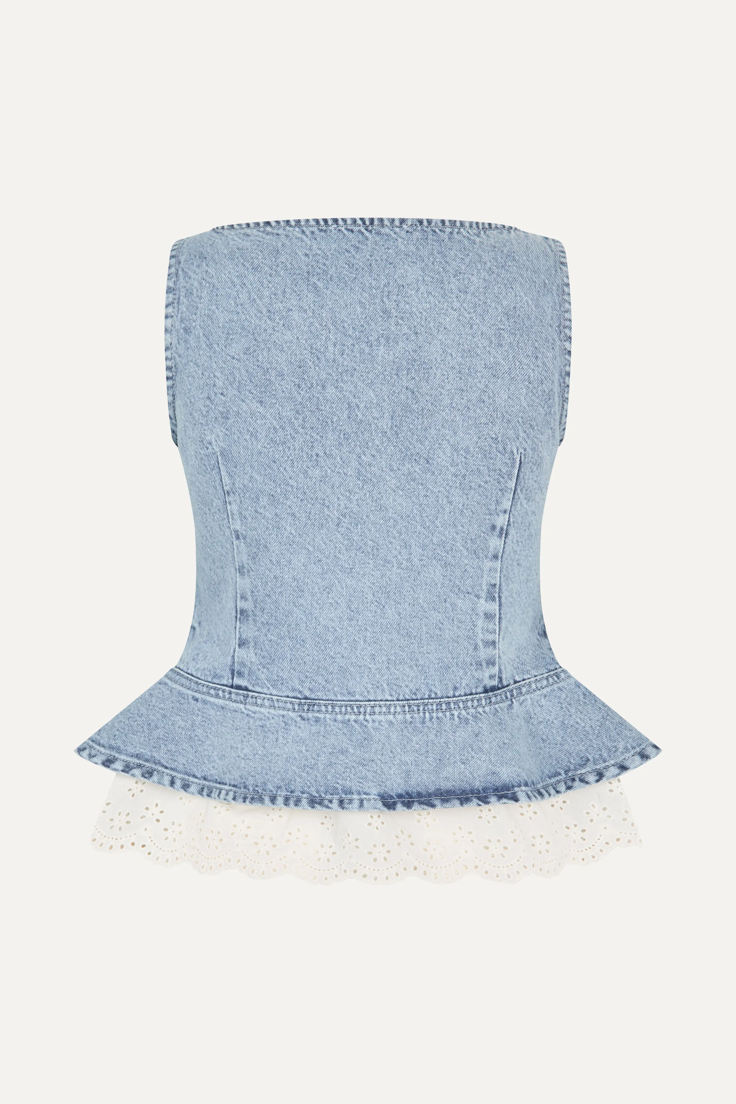Boatneck Frill Buttoned Top - Denim Blue sold by STINE GOYA product image thumbnail 4