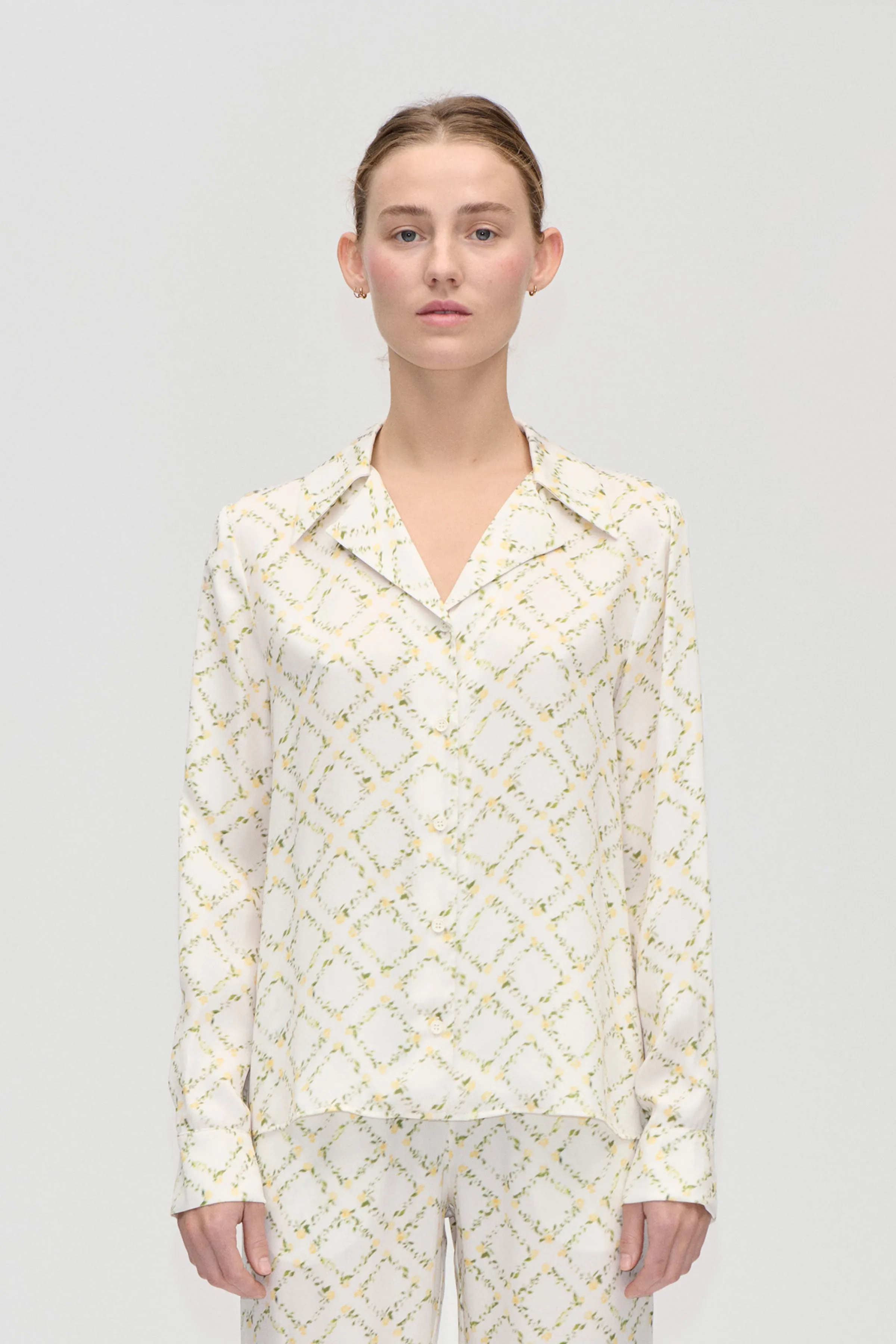 Wide Point Collar Shirt - Sakura Check Yellow sold by STINE GOYA