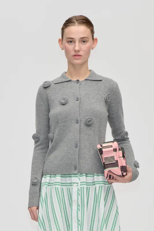 Button Up Long Sleeve Polo Knit - Flint Gray made by STINE GOYA