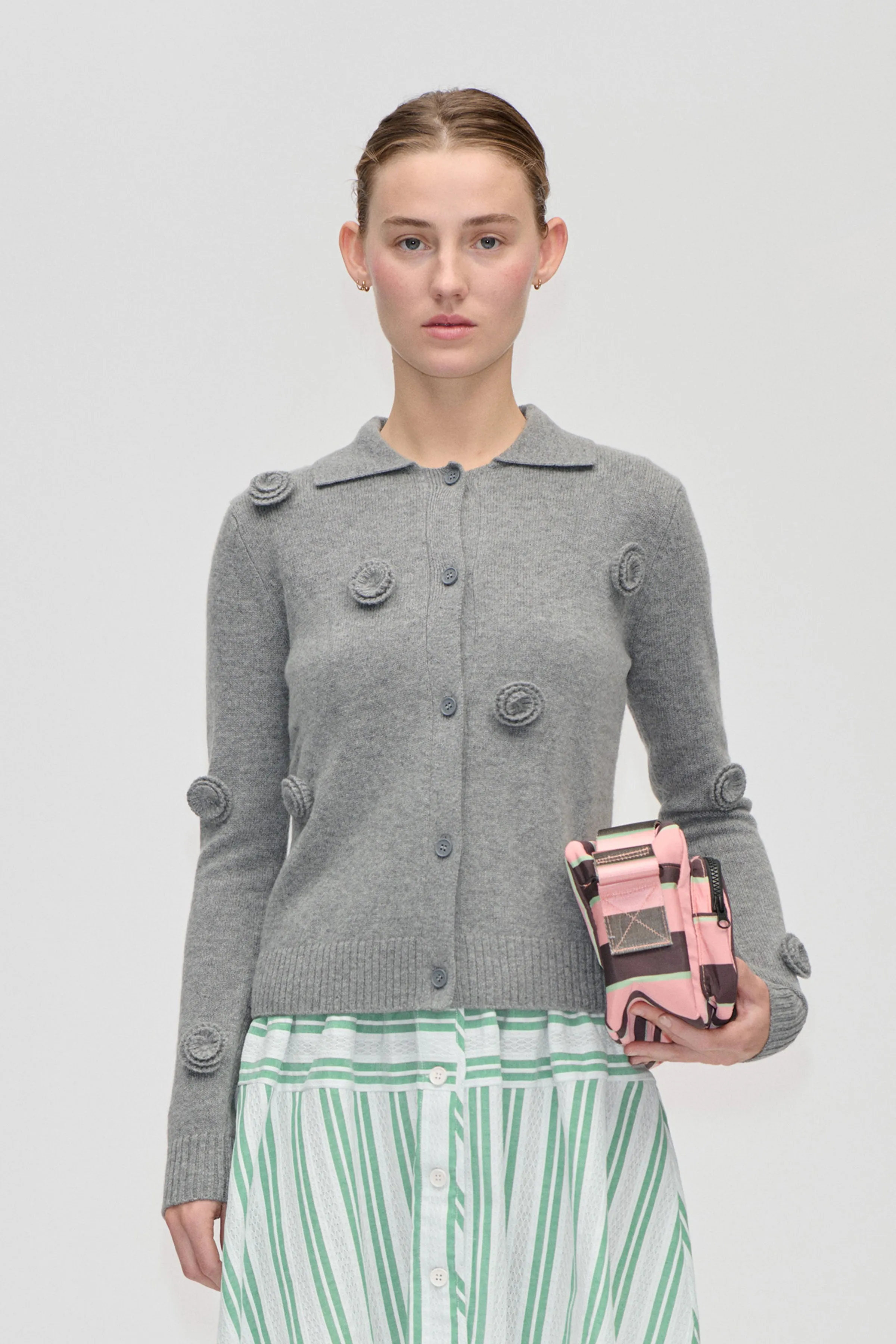 Button Up Long Sleeve Polo Knit - Flint Gray sold by STINE GOYA