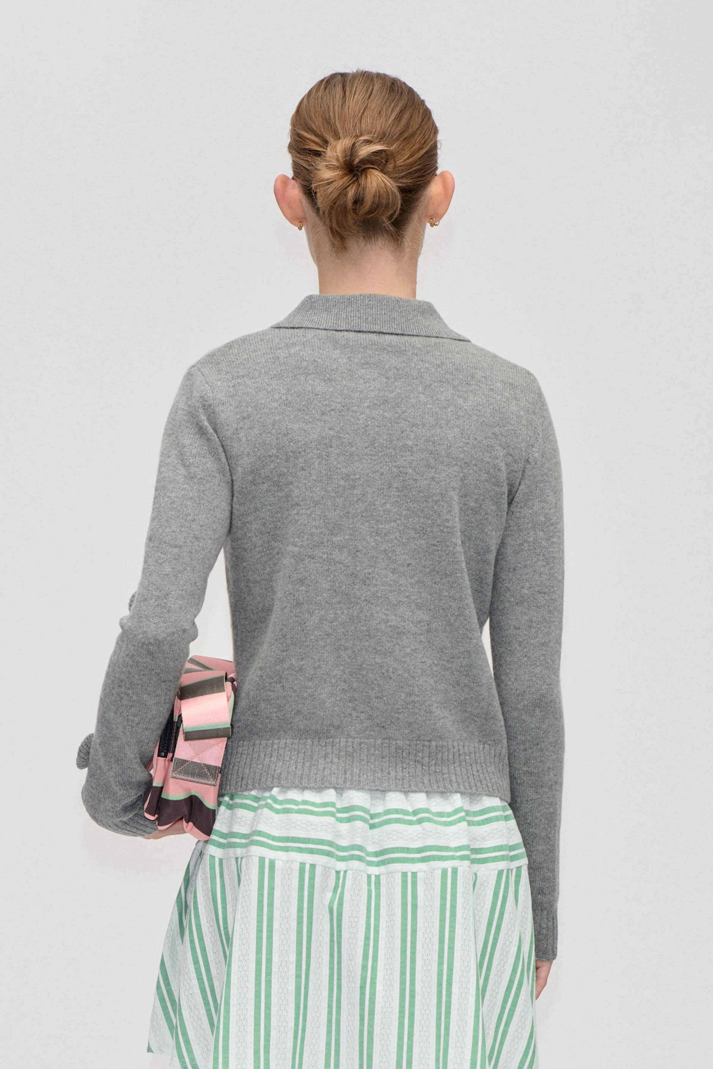 Button Up Long Sleeve Polo Knit - Flint Gray sold by STINE GOYA product image thumbnail 2