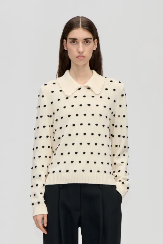 Bobble Polo Collar Sweater - Sunlight Bobbles made by STINE GOYA