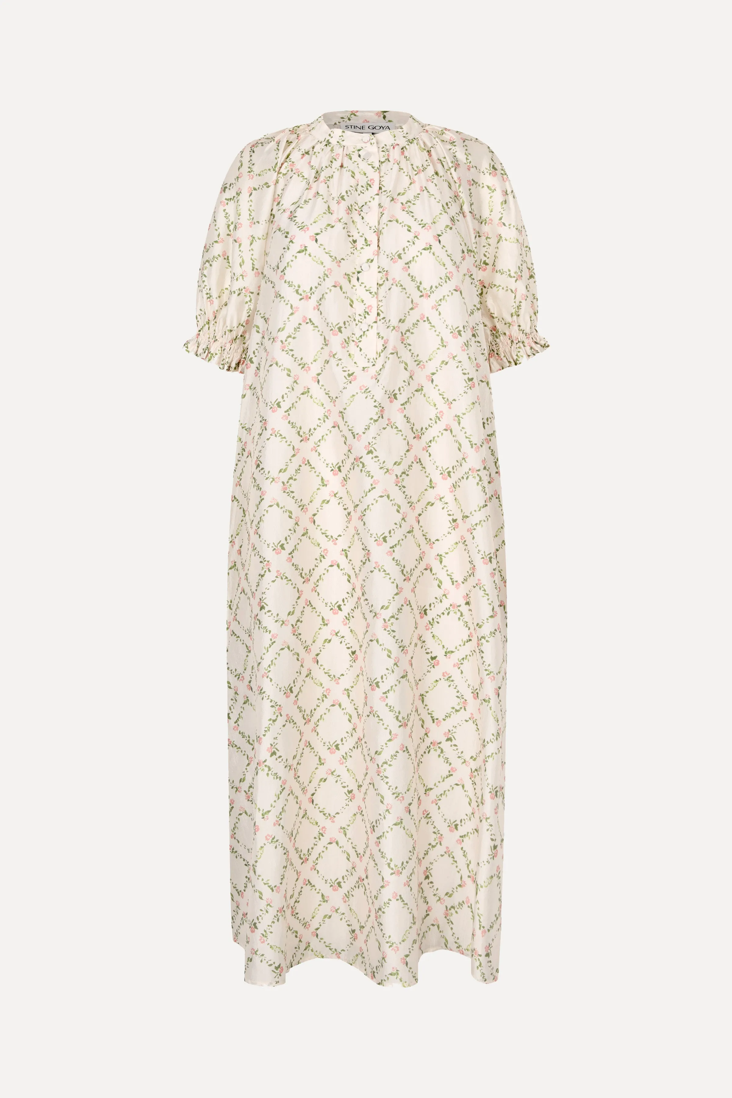 Front Placket Long Dress - Sakura Check Pink sold by STINE GOYA product image thumbnail 3