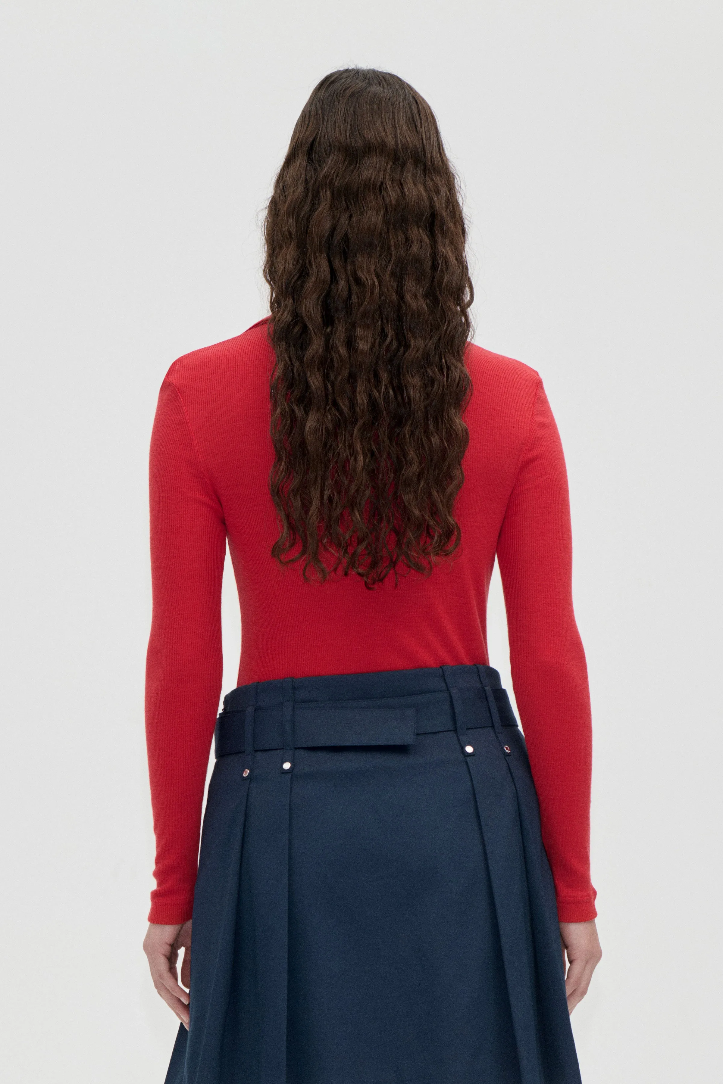 Long Sleeve Polo Top - Fiery Red sold by STINE GOYA product image thumbnail 2