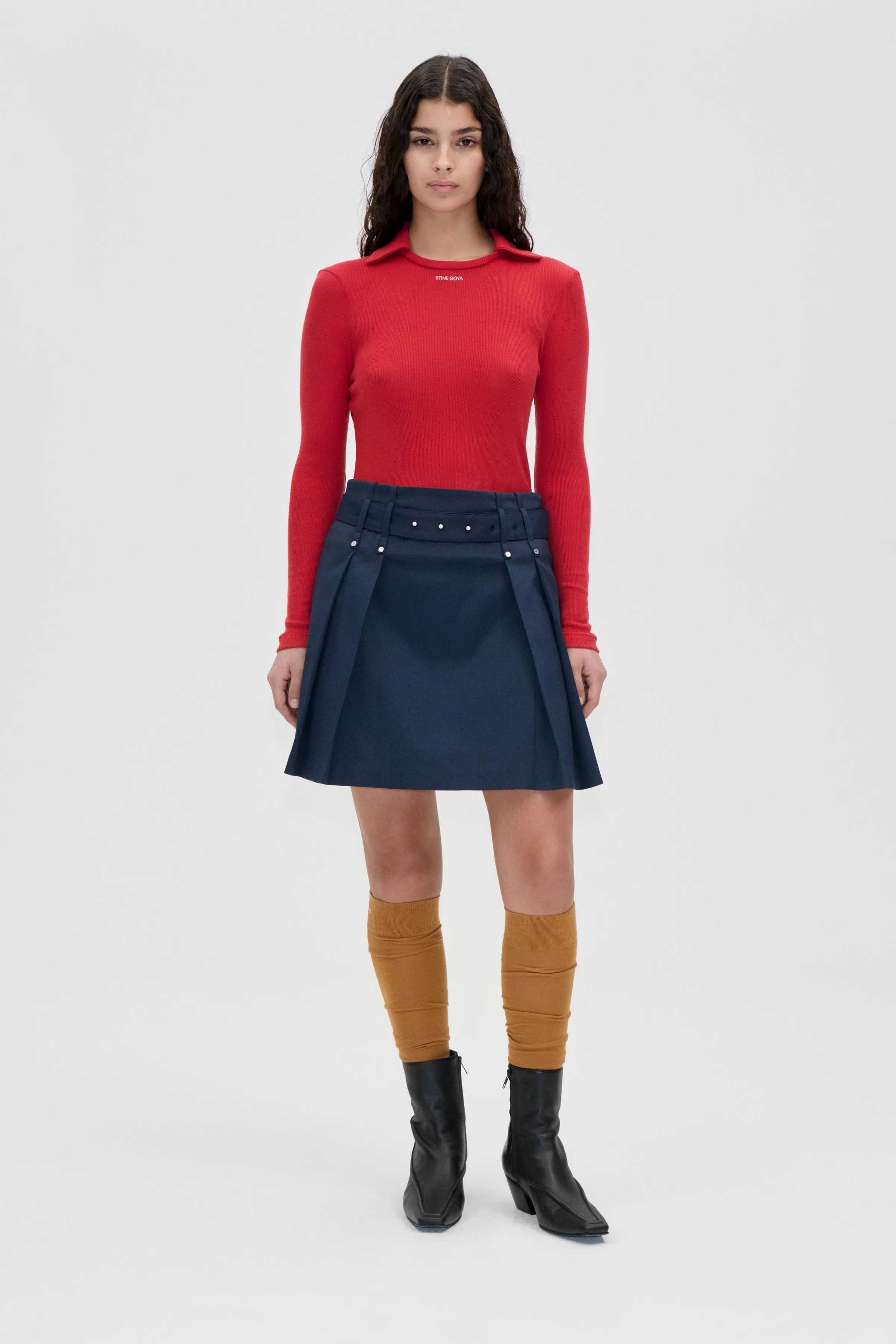 Long Sleeve Polo Top - Fiery Red sold by STINE GOYA product image thumbnail 3
