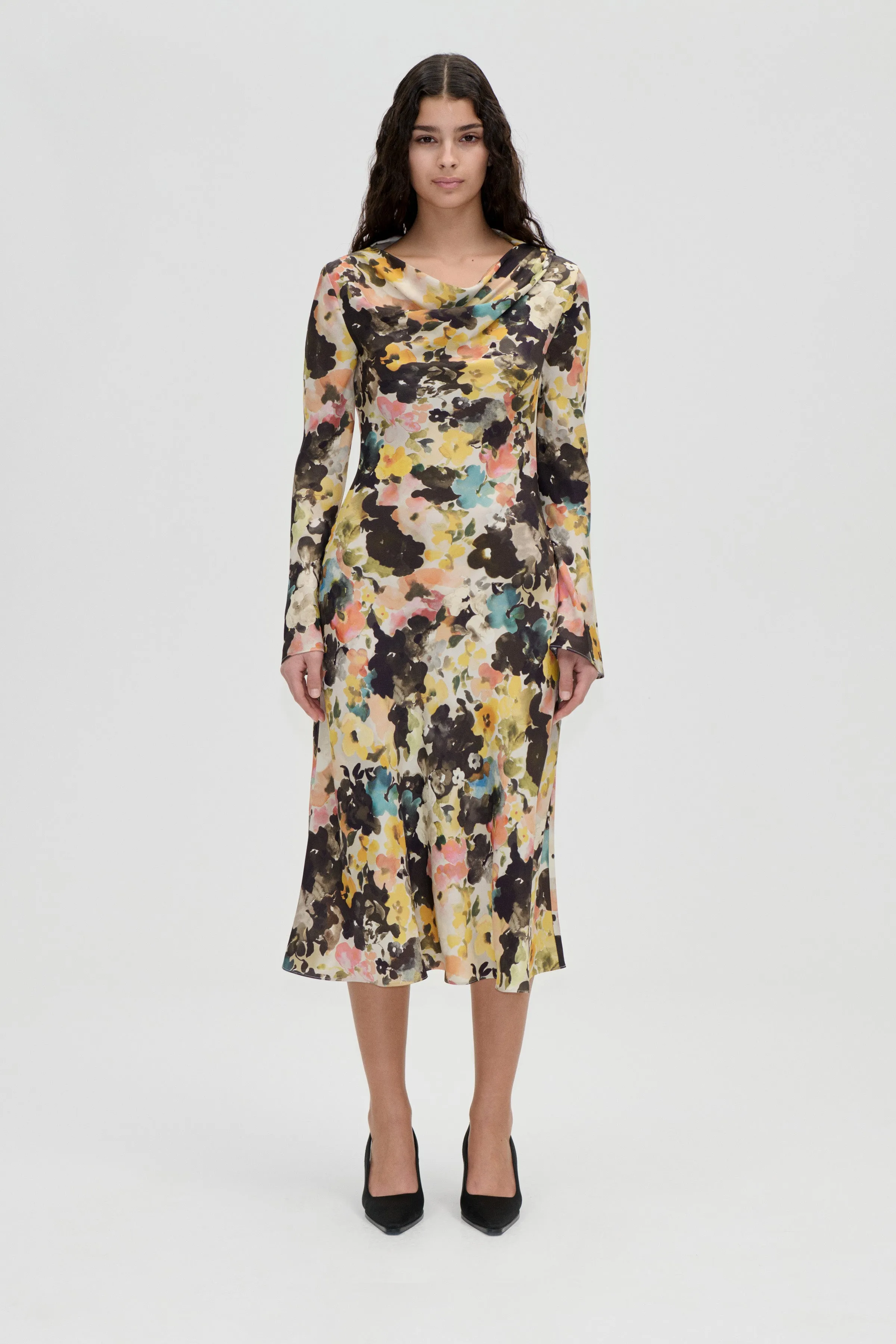 Long Flared Sleeve Dress - The Sentimental Bloom sold by STINE GOYA