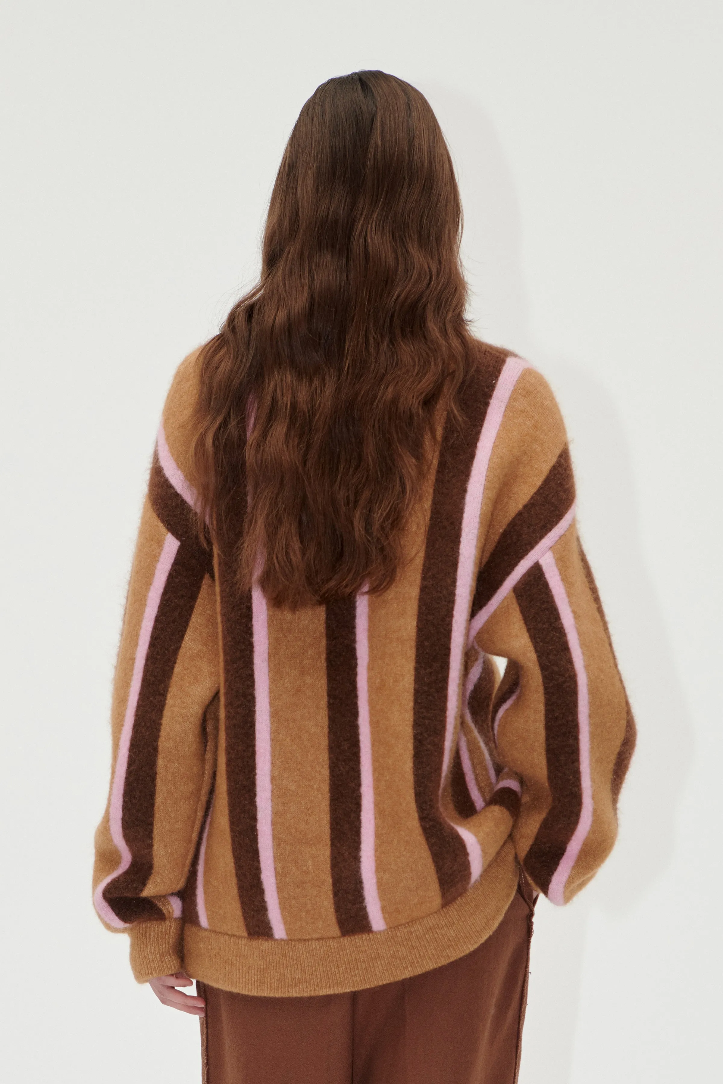 Long Sleeve Cardigan - Cocoa Stripes sold by STINE GOYA product image thumbnail 2
