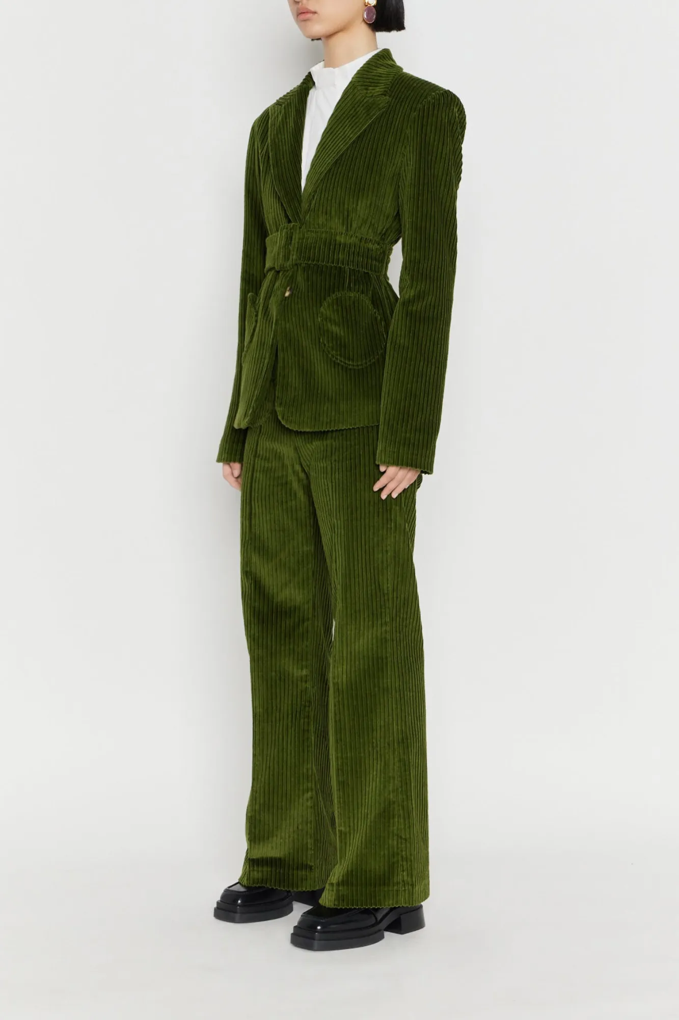 Khaki corduroy flared pants sold by DESTREE product image thumbnail 2