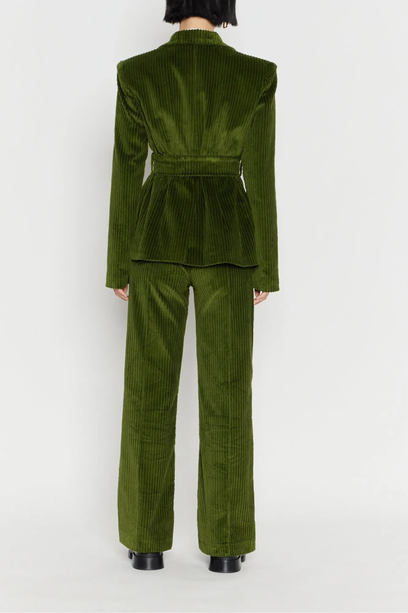 Khaki corduroy flared pants sold by DESTREE product image thumbnail 3