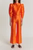 Orange satin straight pants sold by DESTREE