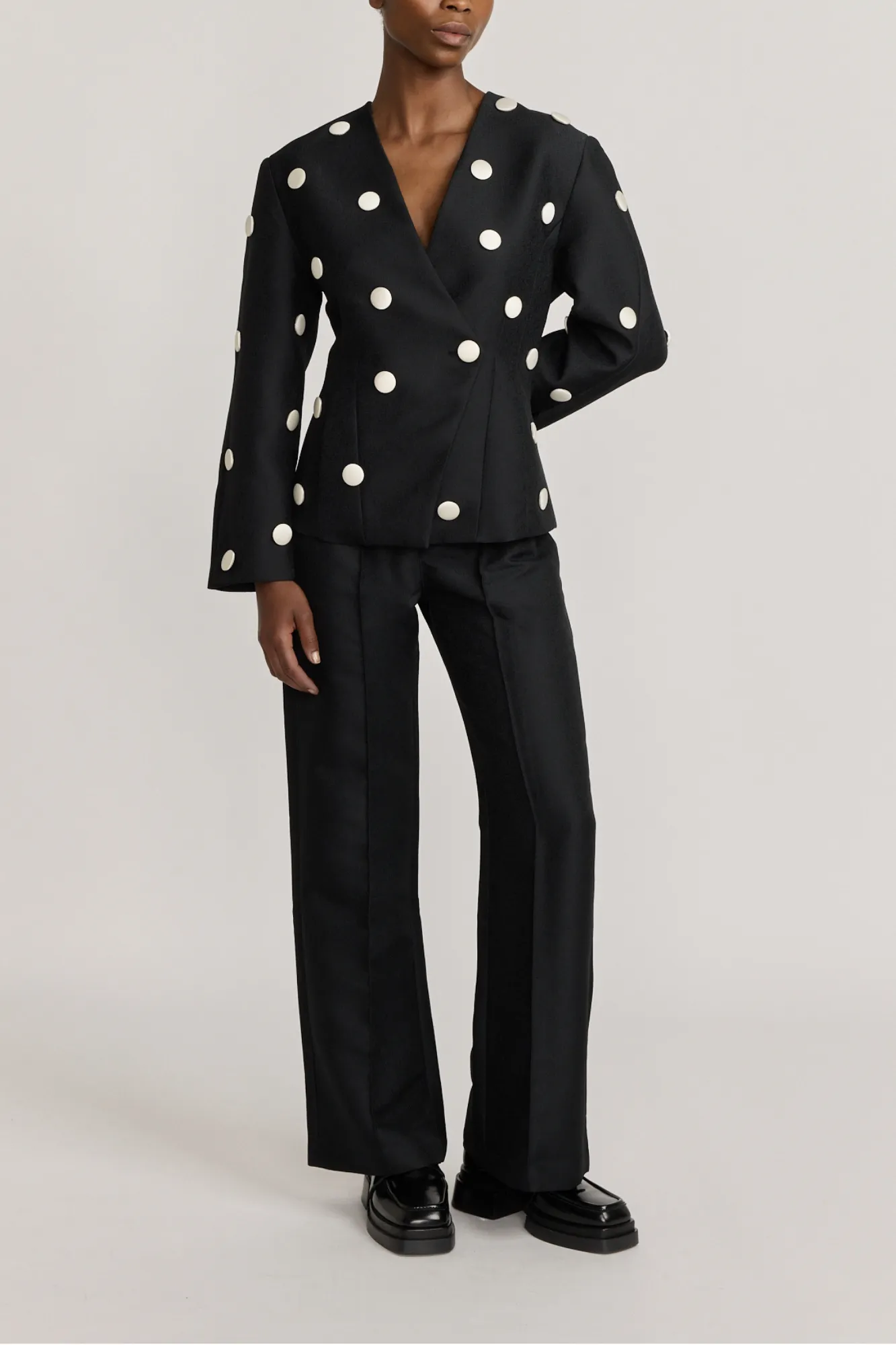 Black crepe straight pants sold by DESTREE product image thumbnail 2