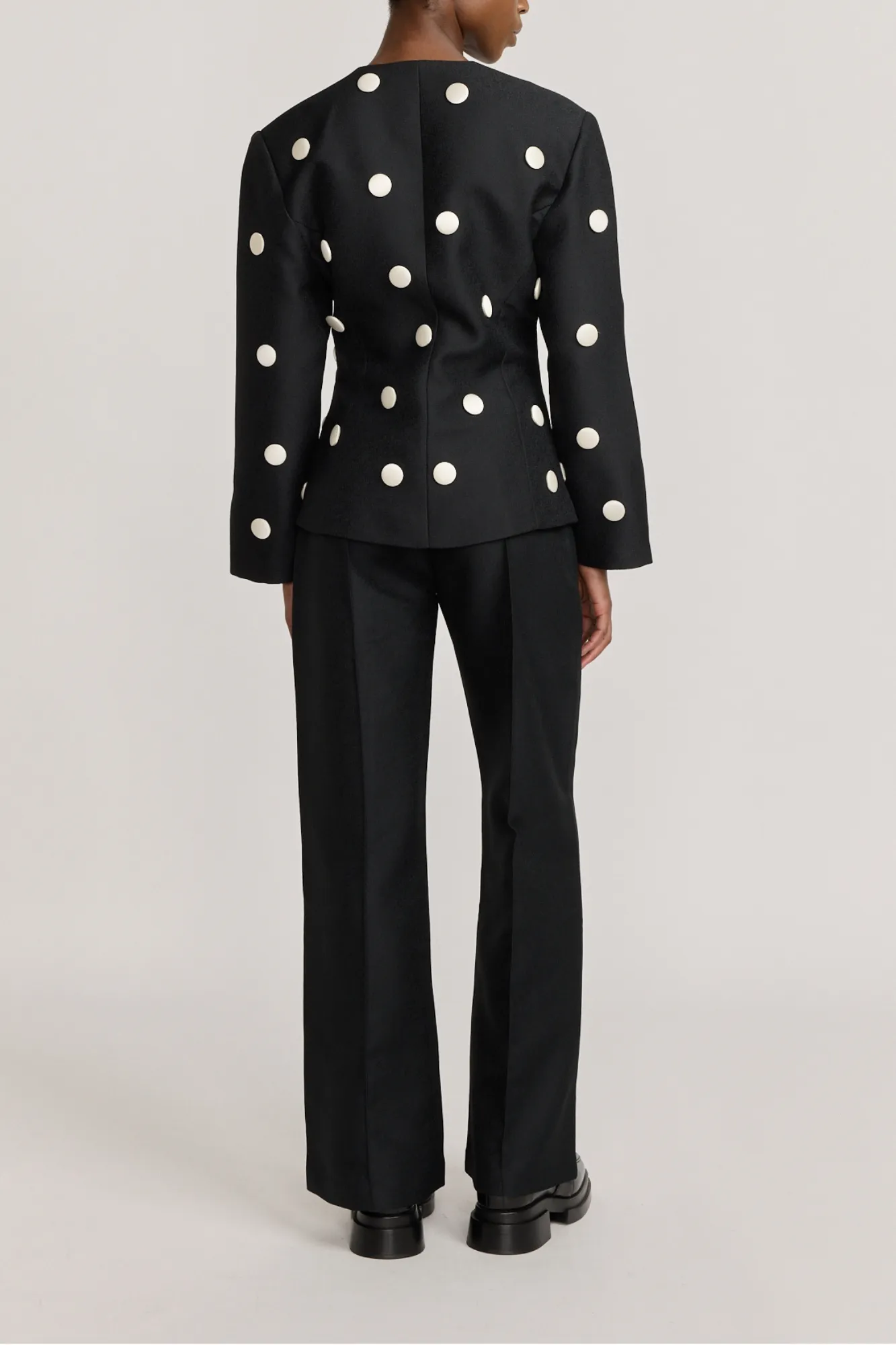 Black crepe straight pants sold by DESTREE product image thumbnail 3