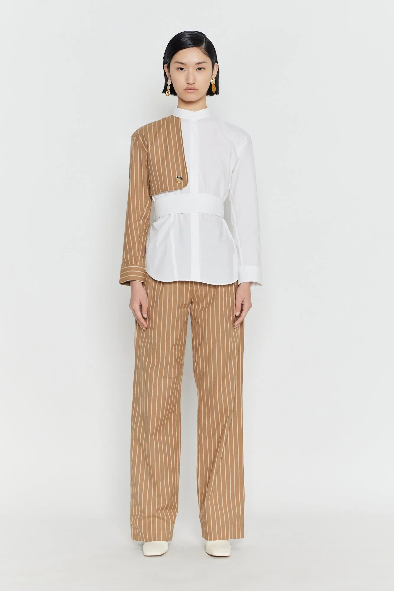WARM SAND Striped High-Waisted Trousers sold by DESTREE product image thumbnail 2