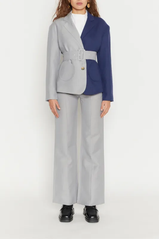 CELADON & NAVY BLUE Belted Blazer sold by DESTREE