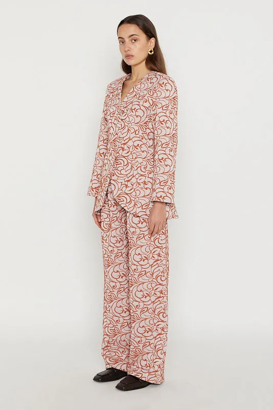 Ecru & orange striped fitted long blazer sold by DESTREE product image thumbnail 3