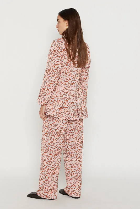 Ecru & orange striped fitted long blazer sold by DESTREE product image thumbnail 4